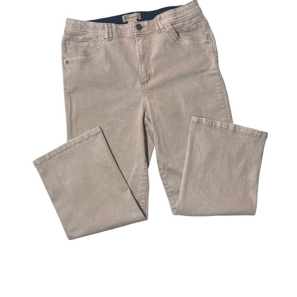 Democracy Ab Tan Khaki Crop Pants Women 16 Wide Leg High Rise Minimalist Classic